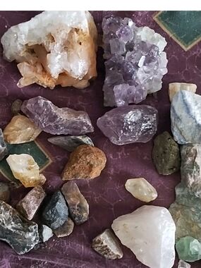 Mixed Raw Crystal & Mineral Lot - Purple and White Stones-Blue